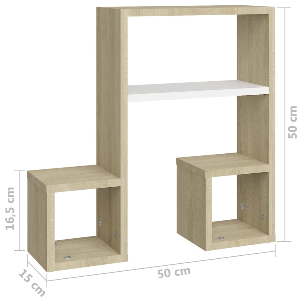 Wandregale 2 Stk. Weiß 50x15x50 cm Holzwerkstoff