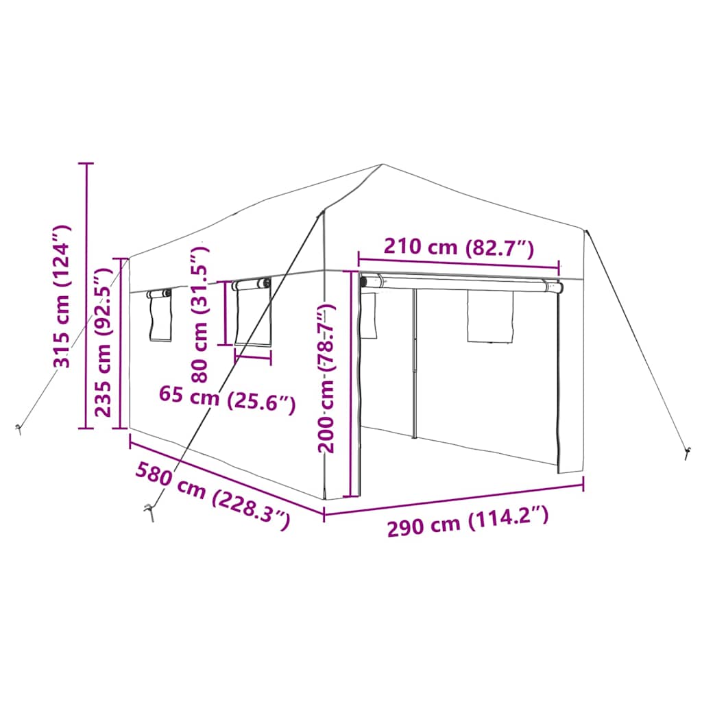 Gewächshaus mit Pop-up-Rahmen Grün 200 x 200 x 300 cm Eisen