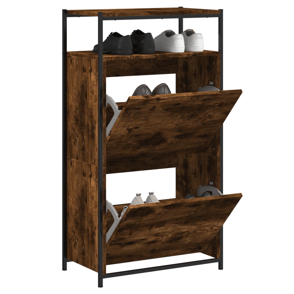 Schuhschrank mit 4 Klappen Sonoma-Eiche 100x34x112 cm
