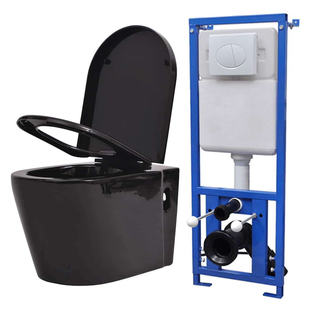 Hänge-Toilette mit Einbau-Spülkasten Keramik Weiß