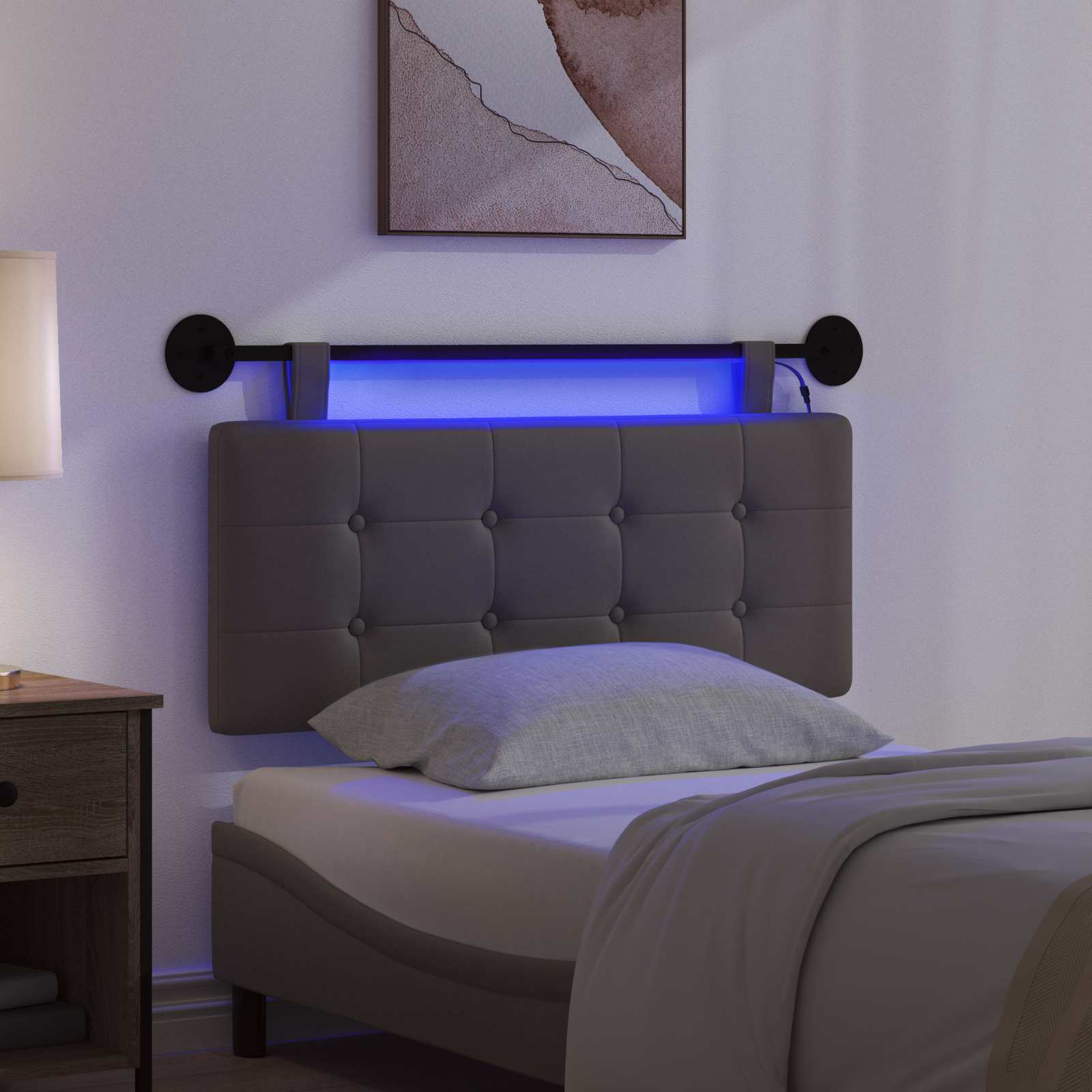 Hängendes Kopfteil Mit LED Licht Creme Kunstleder