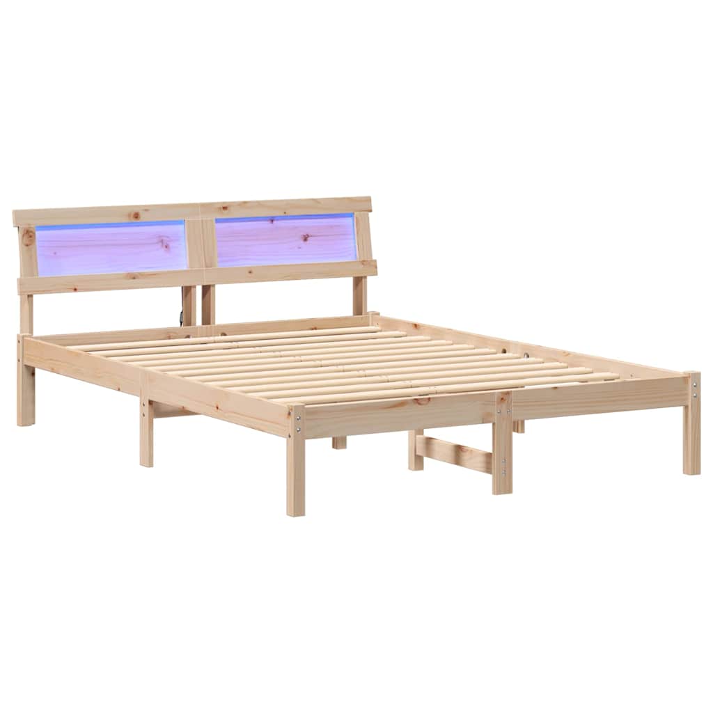 Bettgestell mit Kopfteil Braun 200 x 200 cm Massivholz Kiefer