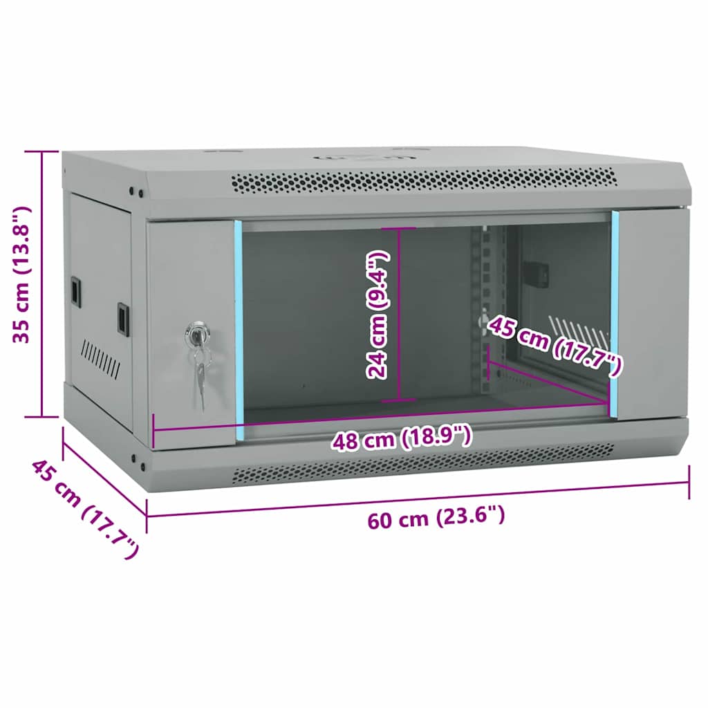 Netzwerkschrank mit Speicher Grau 60 x 45 x 28 cm Stahl