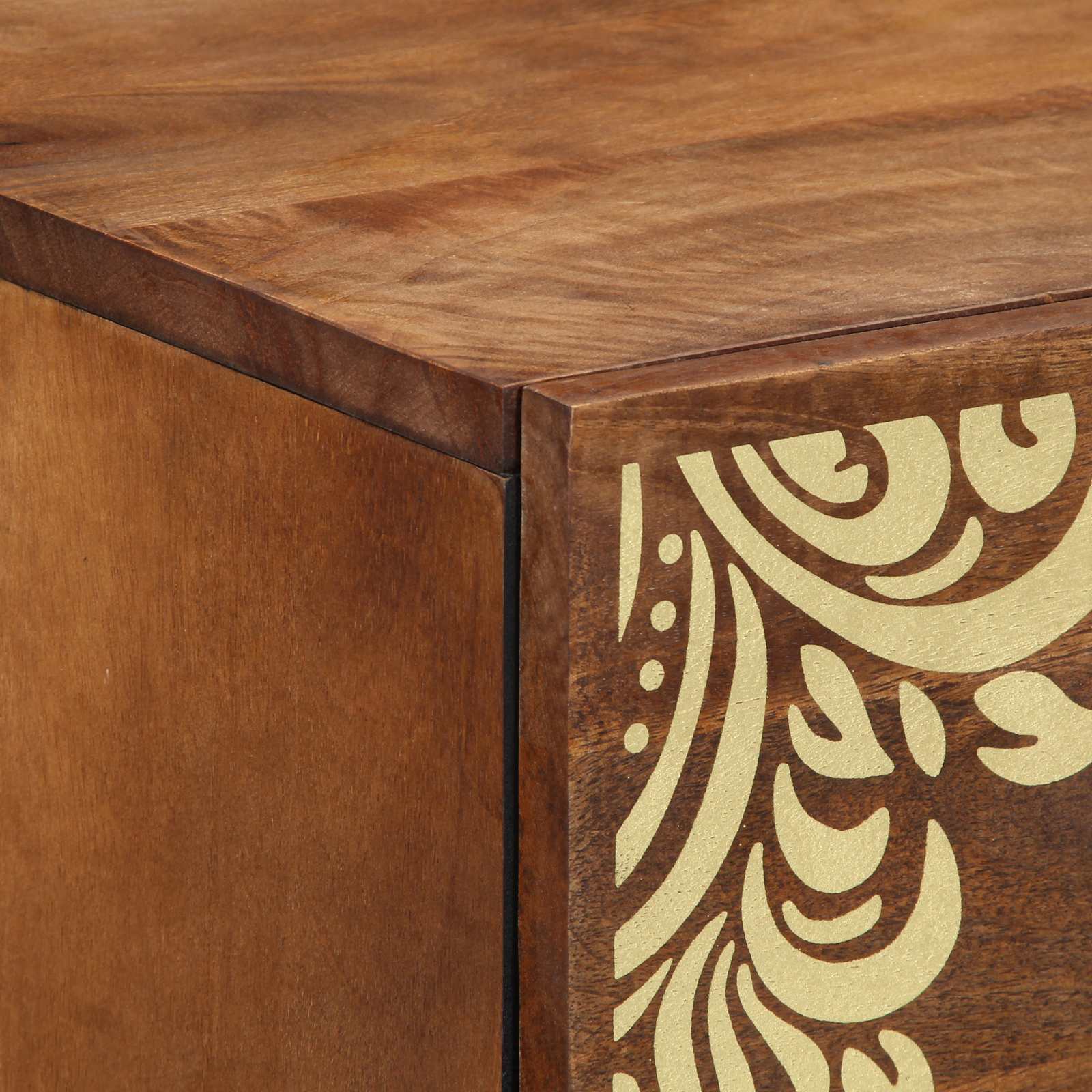 Sideboard Grau und Gold 40 x 33 x 75 cm Massivholz Mango