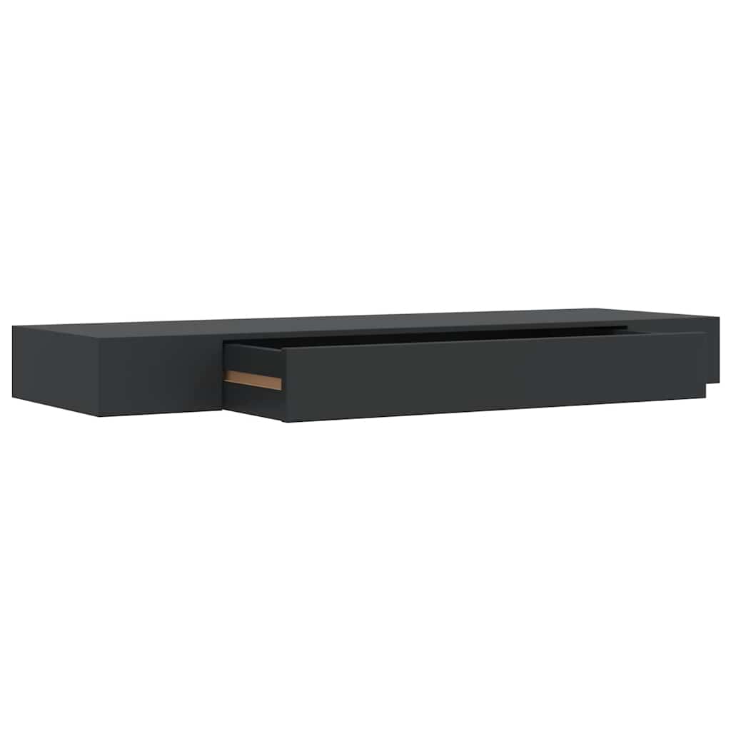 Schweberegal mit Schublade Schwarz 48x25x8 cm