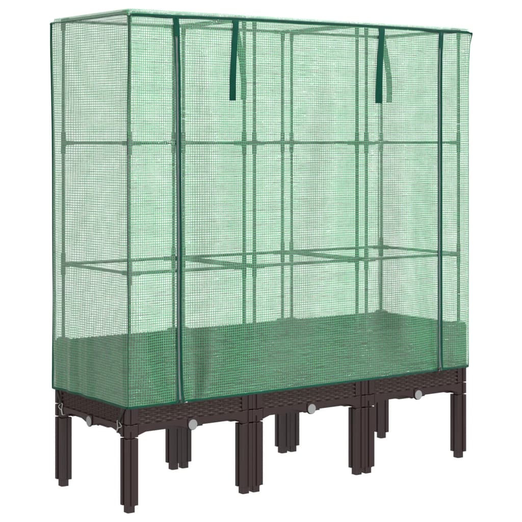 Hochbeet mit Gewächshaus-Aufsatz Rattan-Optik 40x40x140 cm