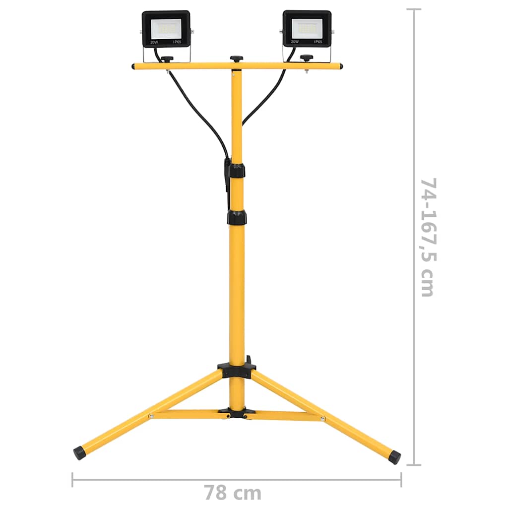 LED-Fluter mit Stativ 2x10 W Warmweiß