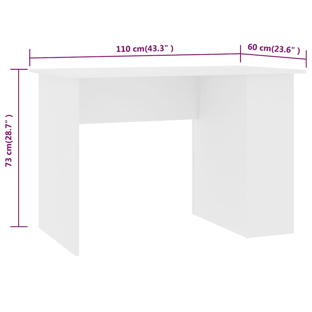 Schreibtisch Weiß 110x60x73 cm Holzwerkstoff
