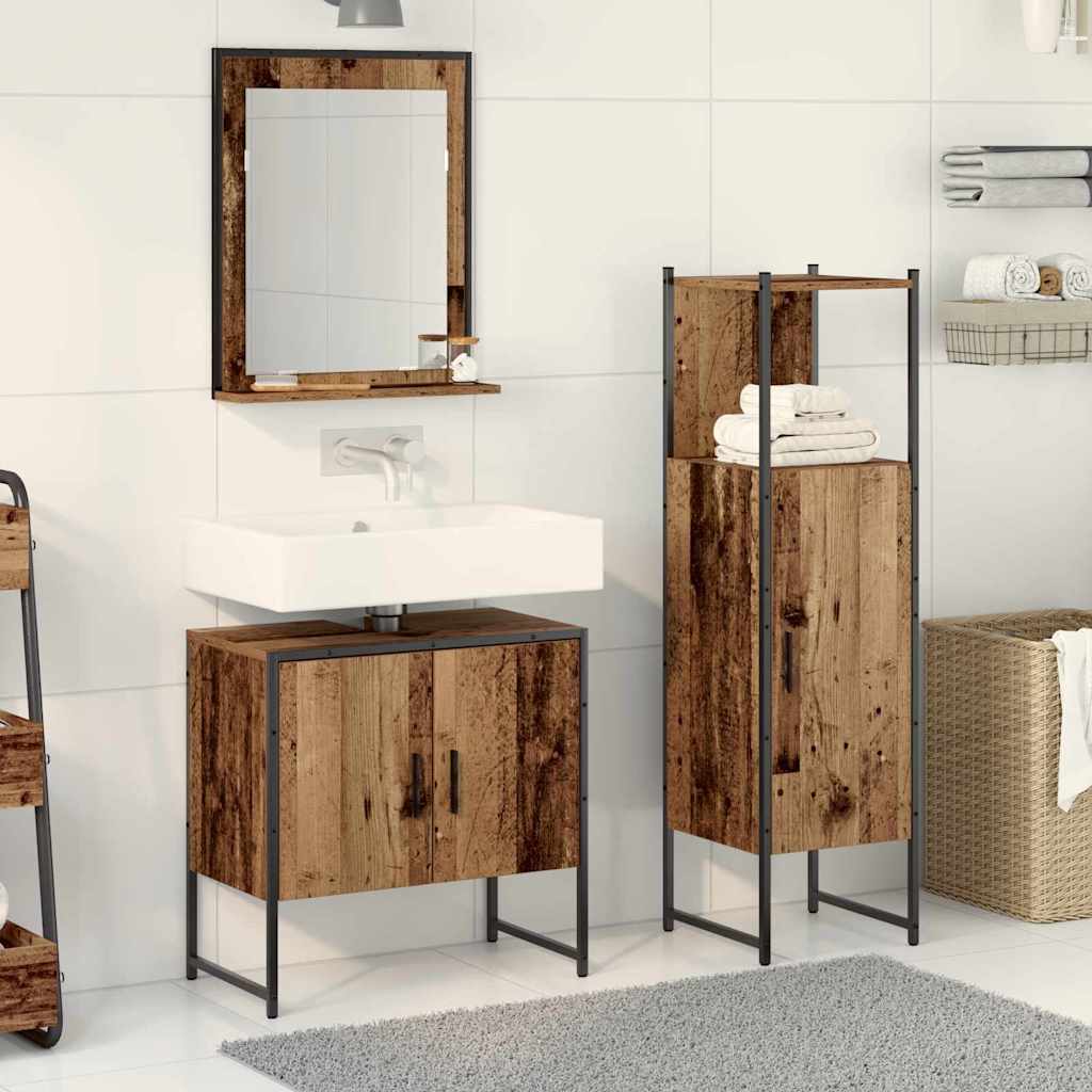 3-tlg. Badmöbel-Set Räuchereiche Holzwerkstoff