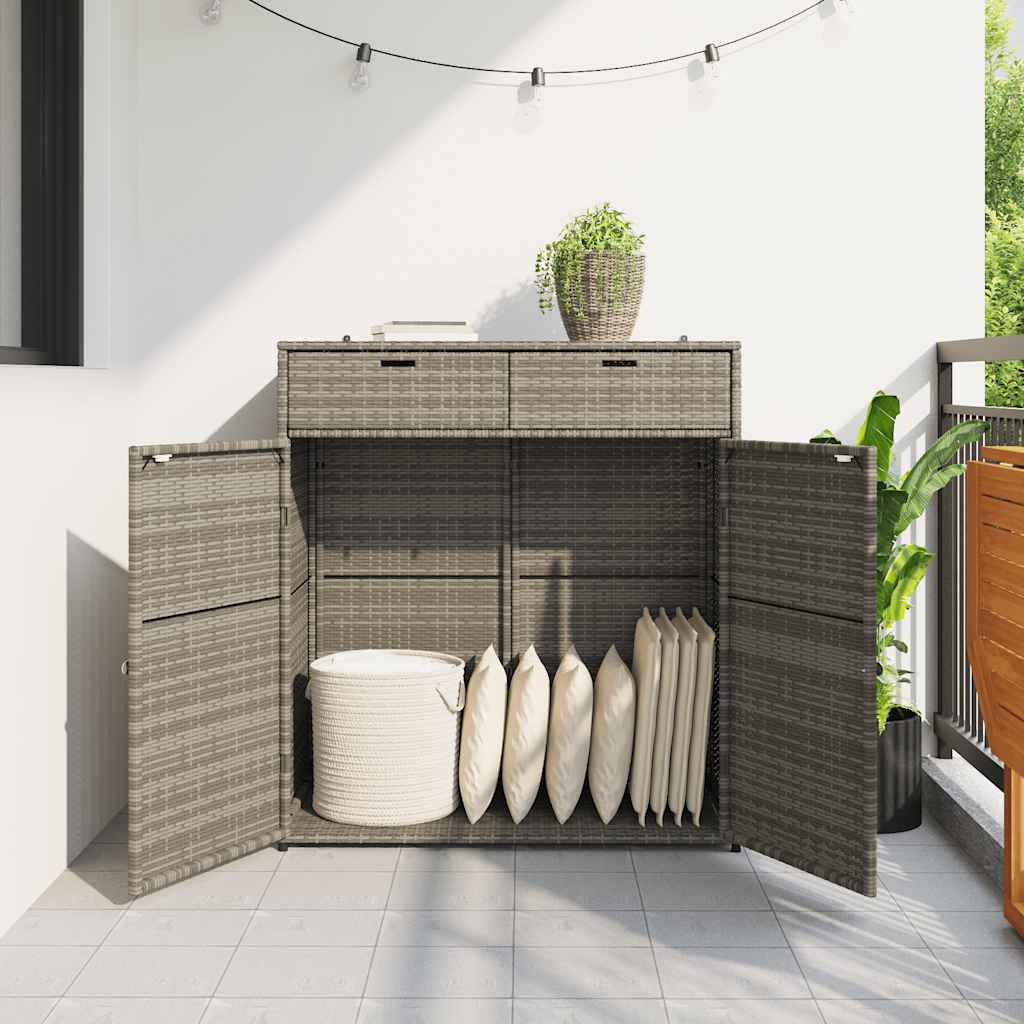 Gartenschrank Schwarz 55x55x111 cm Poly Rattan