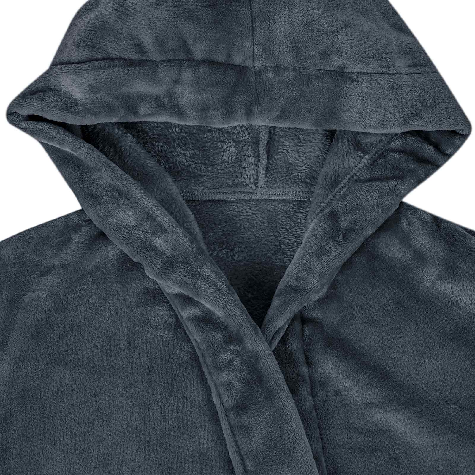 Bademantel Hoodie Beige S Flanell