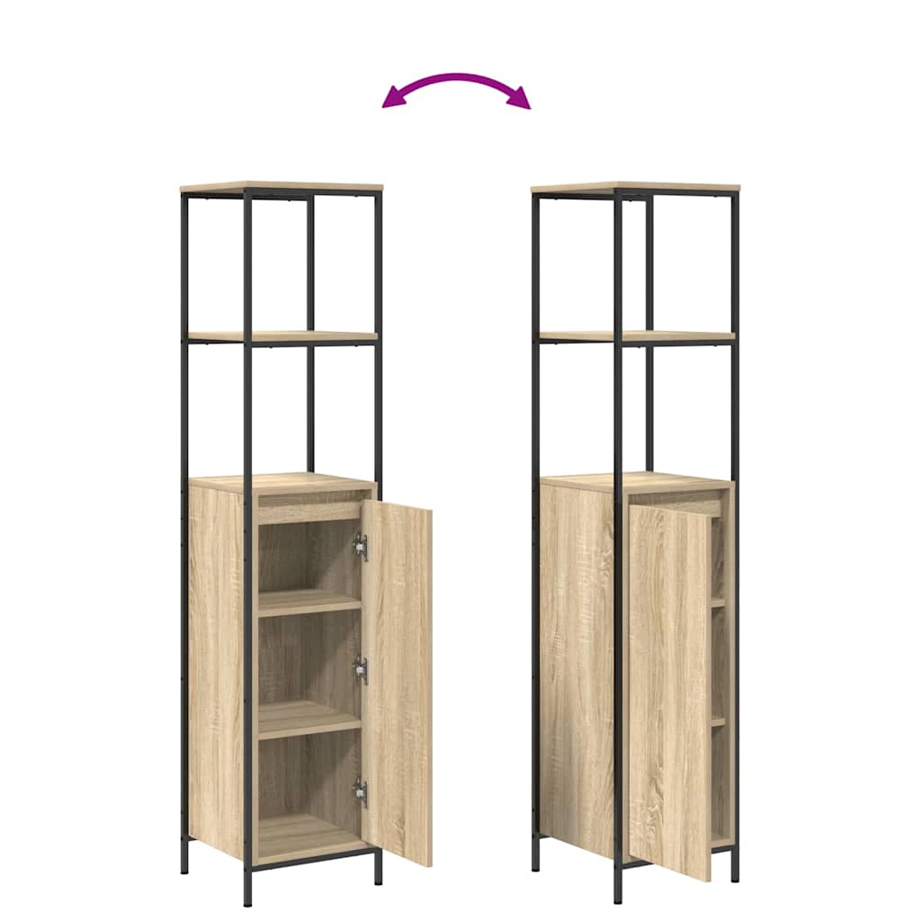 Badezimmermöbel Set mit Schubladen 2 pcs Schwarz Eichen-Optik