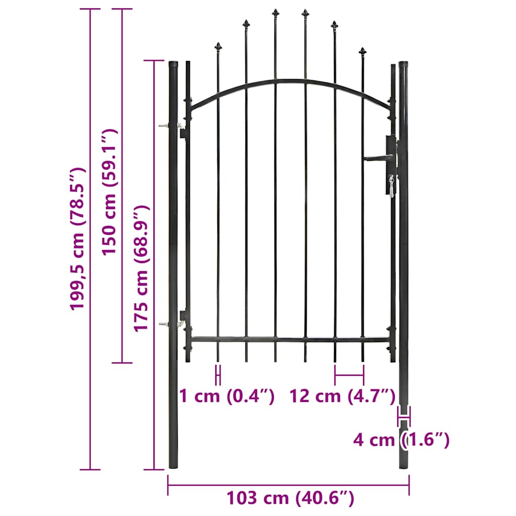 Gartentor Woerden Stahl 1x1 m Schwarz