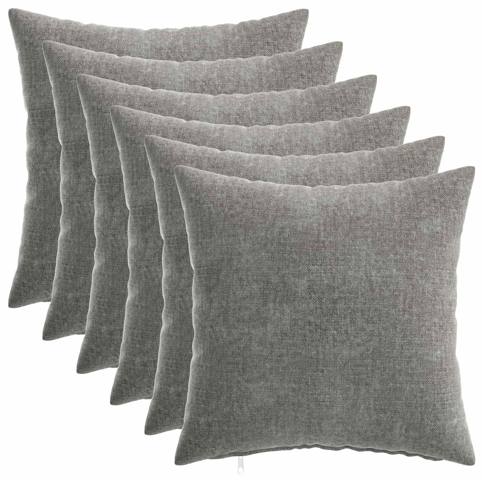 Kissenbezug 6 Stk. HEERLEN Dunkelgrau 30 x 30 cm Chenille-Stoff
