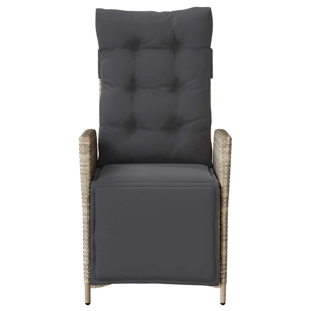 Gartensessel Verstellbar mit Kissen Schwarz Poly Rattan