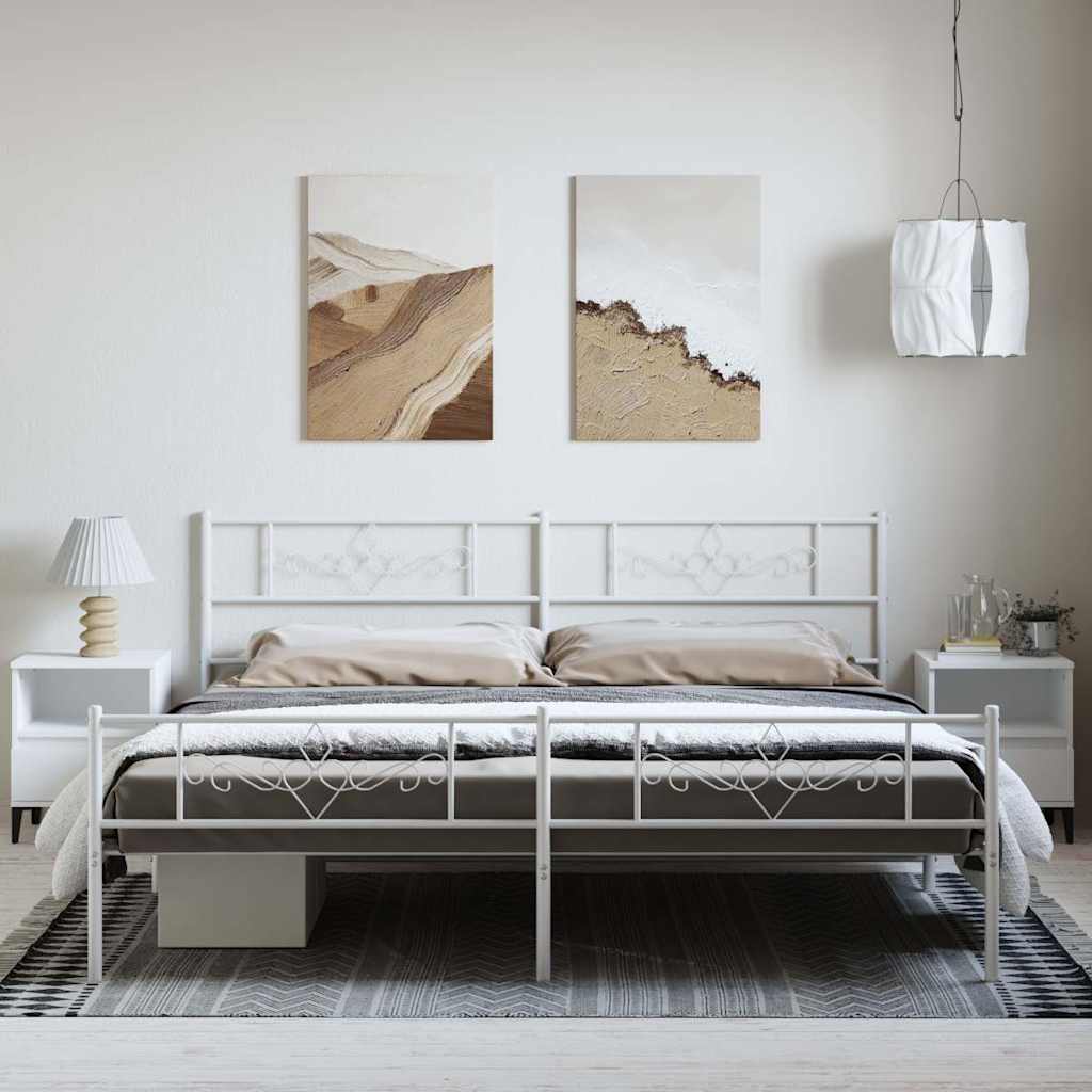 Bettgestell mit Kopfteil Metall Schwarz 100x190 cm
