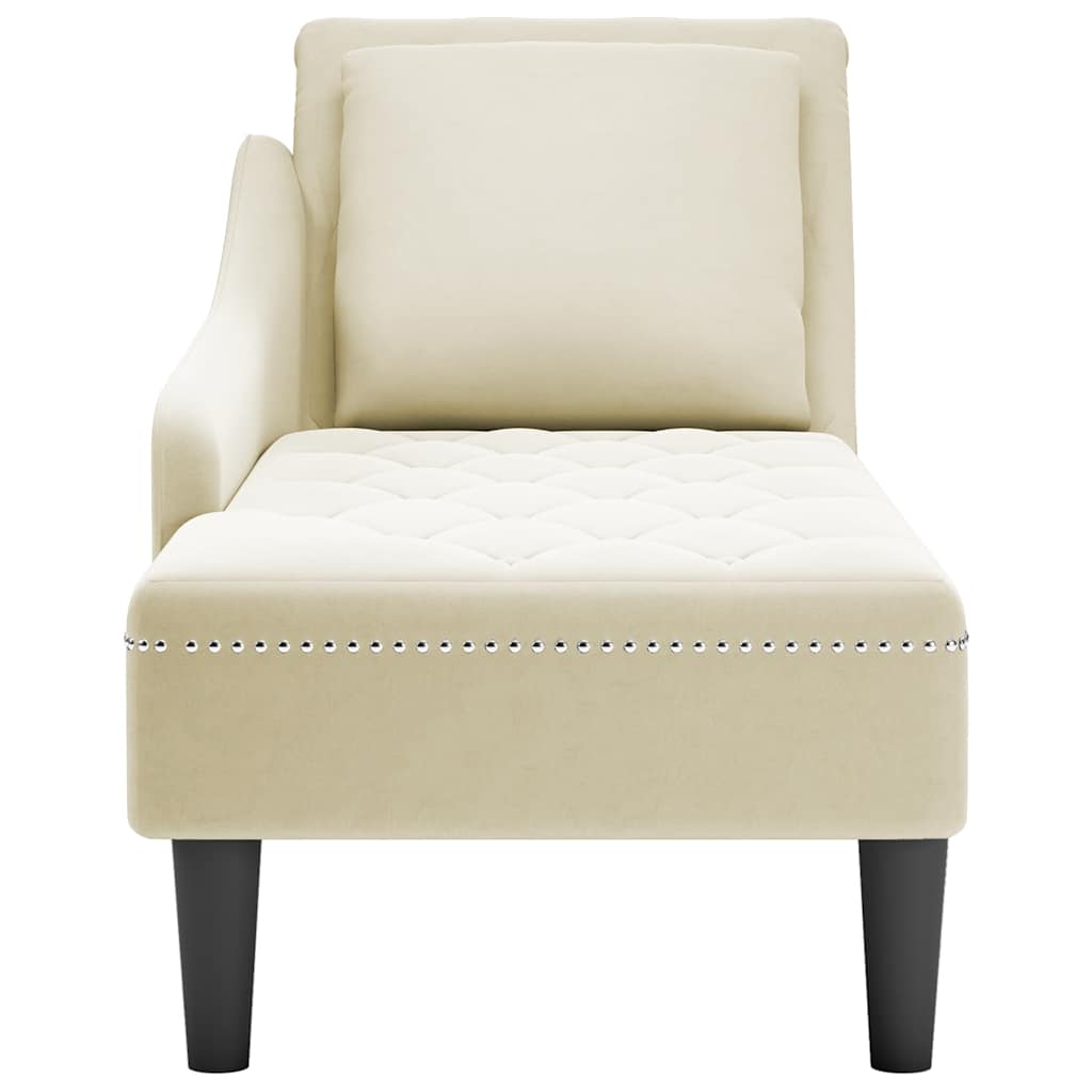 Chaiselongue mit Kissen und Rechter Armlehne Blau Samt