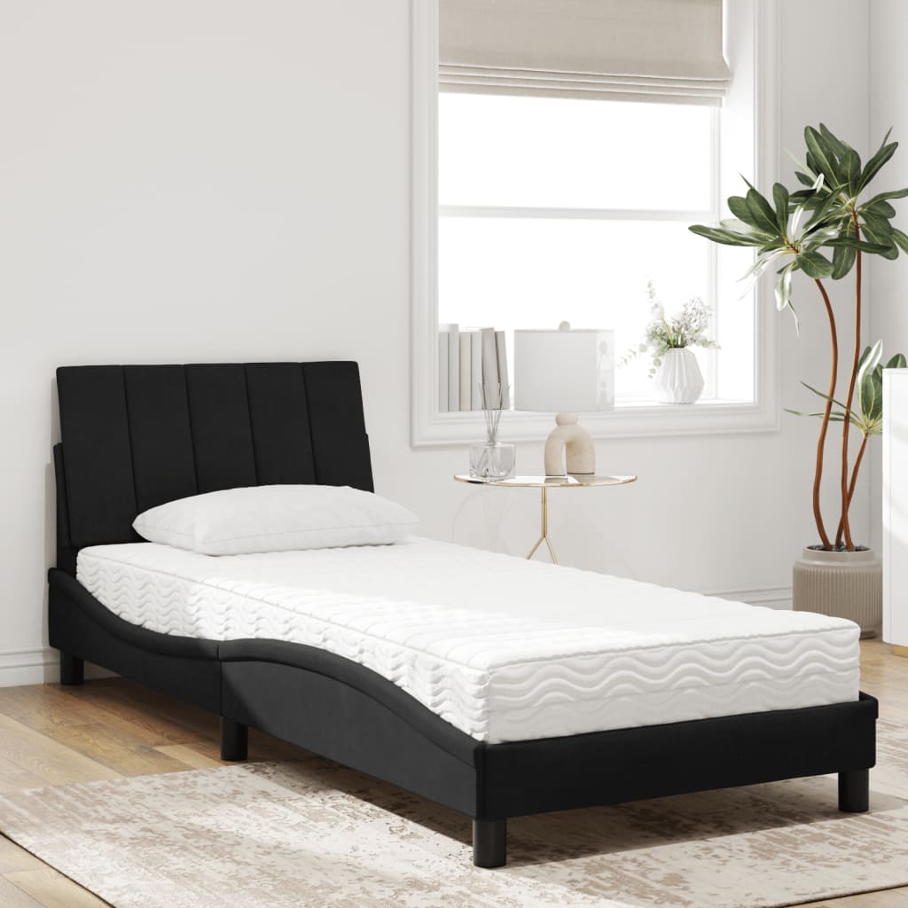 Bett mit Matratze "Hanko" Hellgrau 80x200 cm Samt