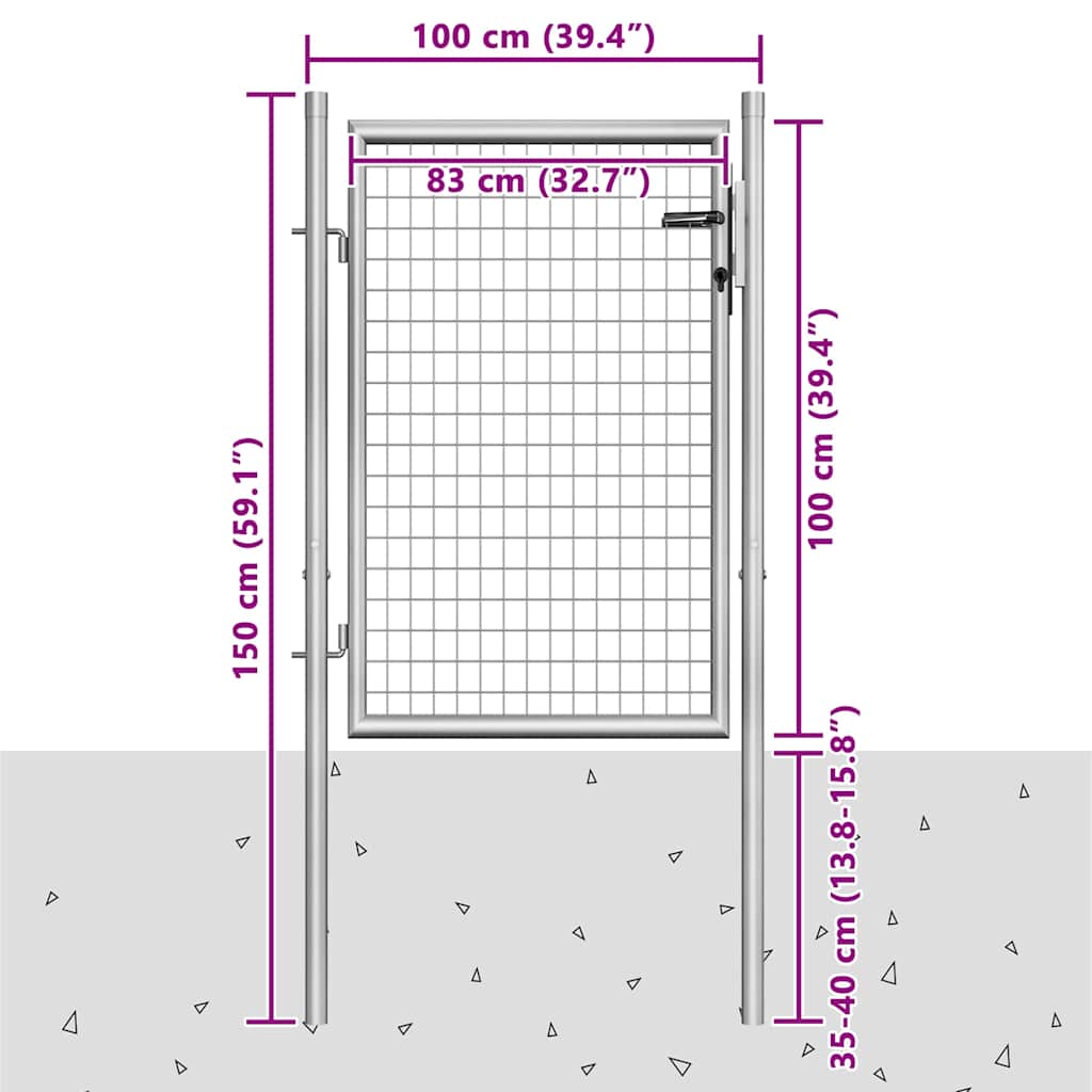 Gartentor verzinkter Stahl 100 x 75 cm Silber