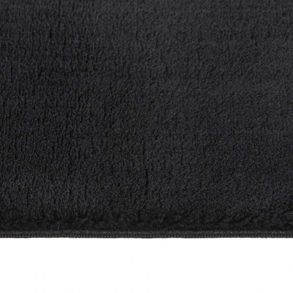 Teppich Waschbar Flauschig Kurzflor 160x230 Rutschfest Schwarz