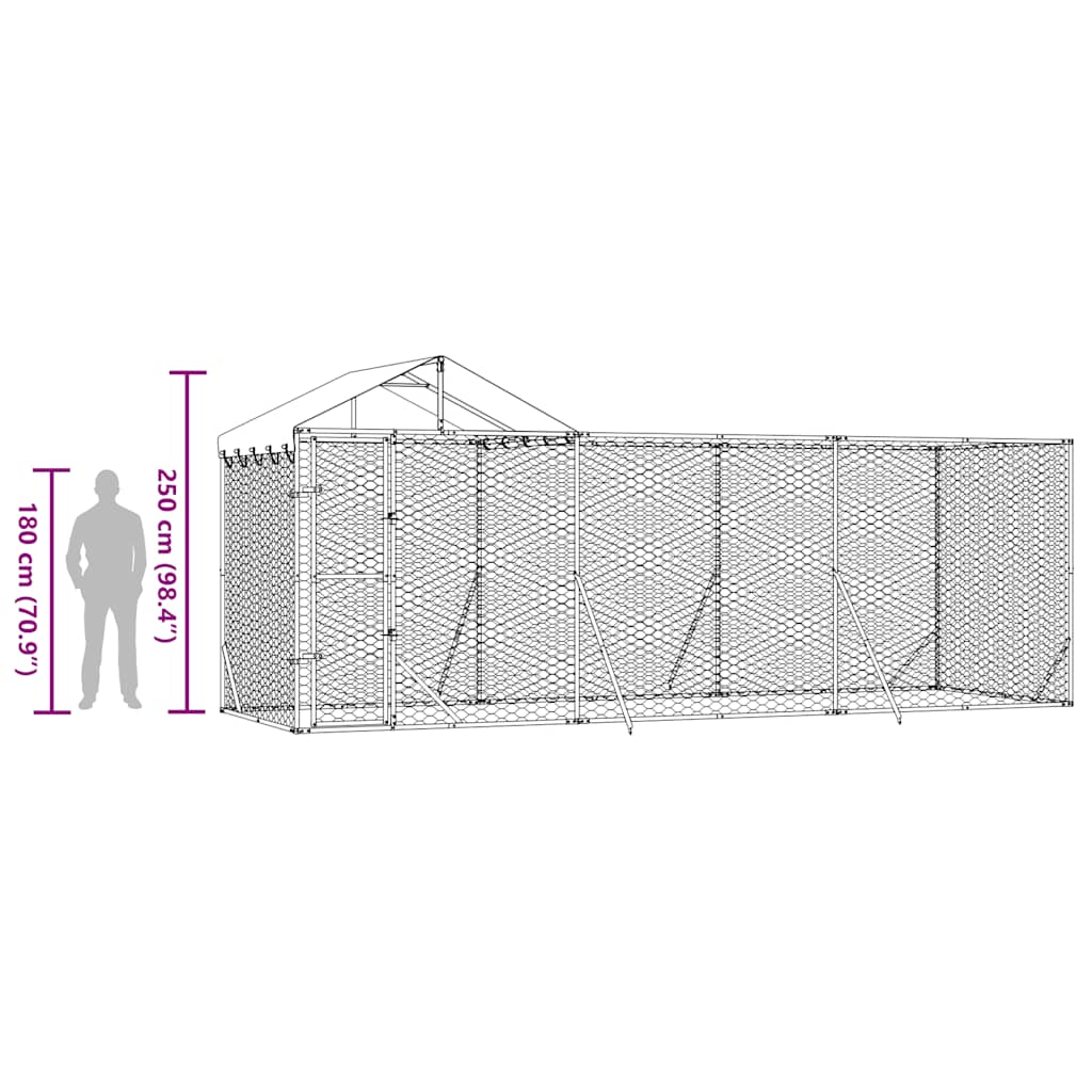 Outdoor-Hundezwinger mit Dach Silber 2x2x2,5 m Verzinkter Stahl