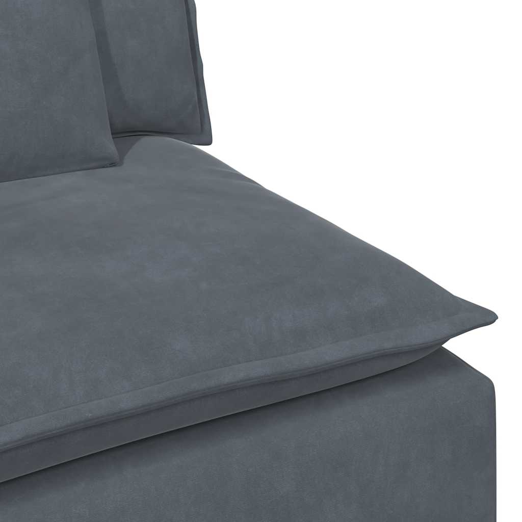 Modulares Sofa mit Fußhocker und Kissen Blau