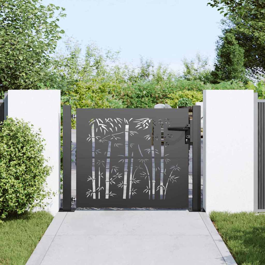 Gartentor 100x75 cm Cortenstahl Bambus-Design