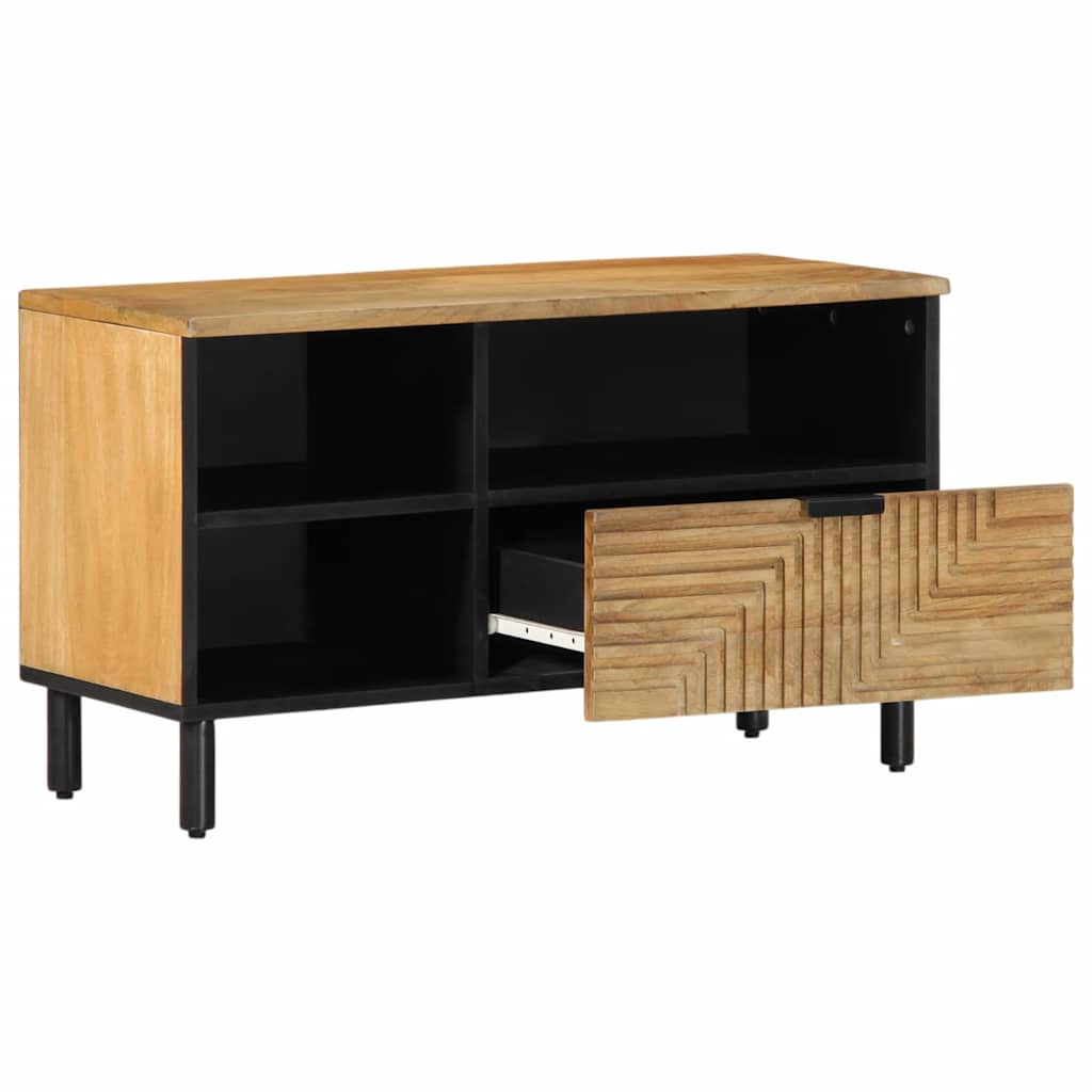 TV-Schränk mit Regal Braun 80 x 33 x 46 cm Massivholz Mango