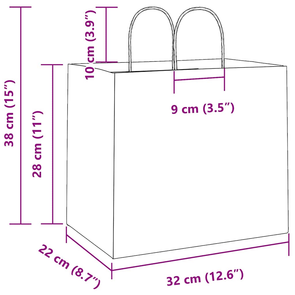 Papiertragetaschen 50 Stk. mit Henkeln Braun 21x11x36 cm