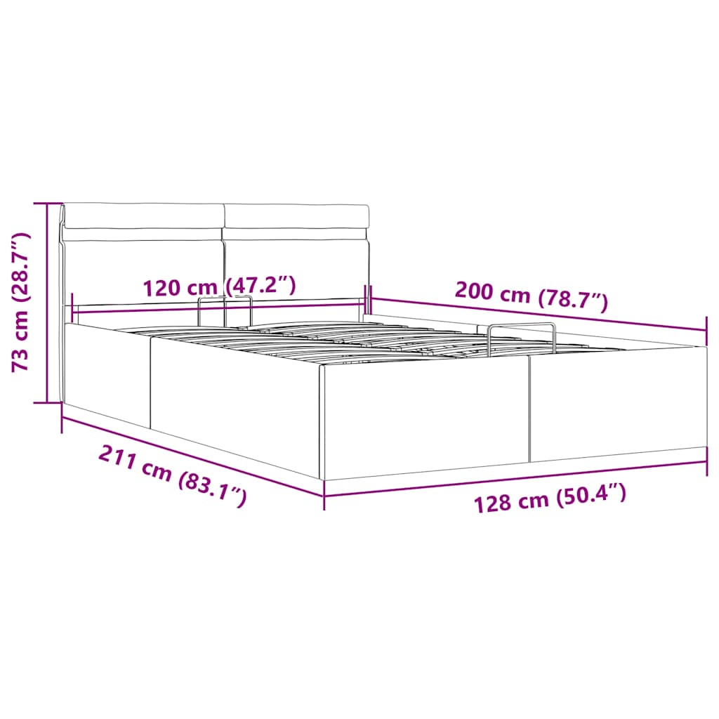 Bett mit Bettkasten Hydraulisch LED Dunkelgrau Stoff 90x200 cm