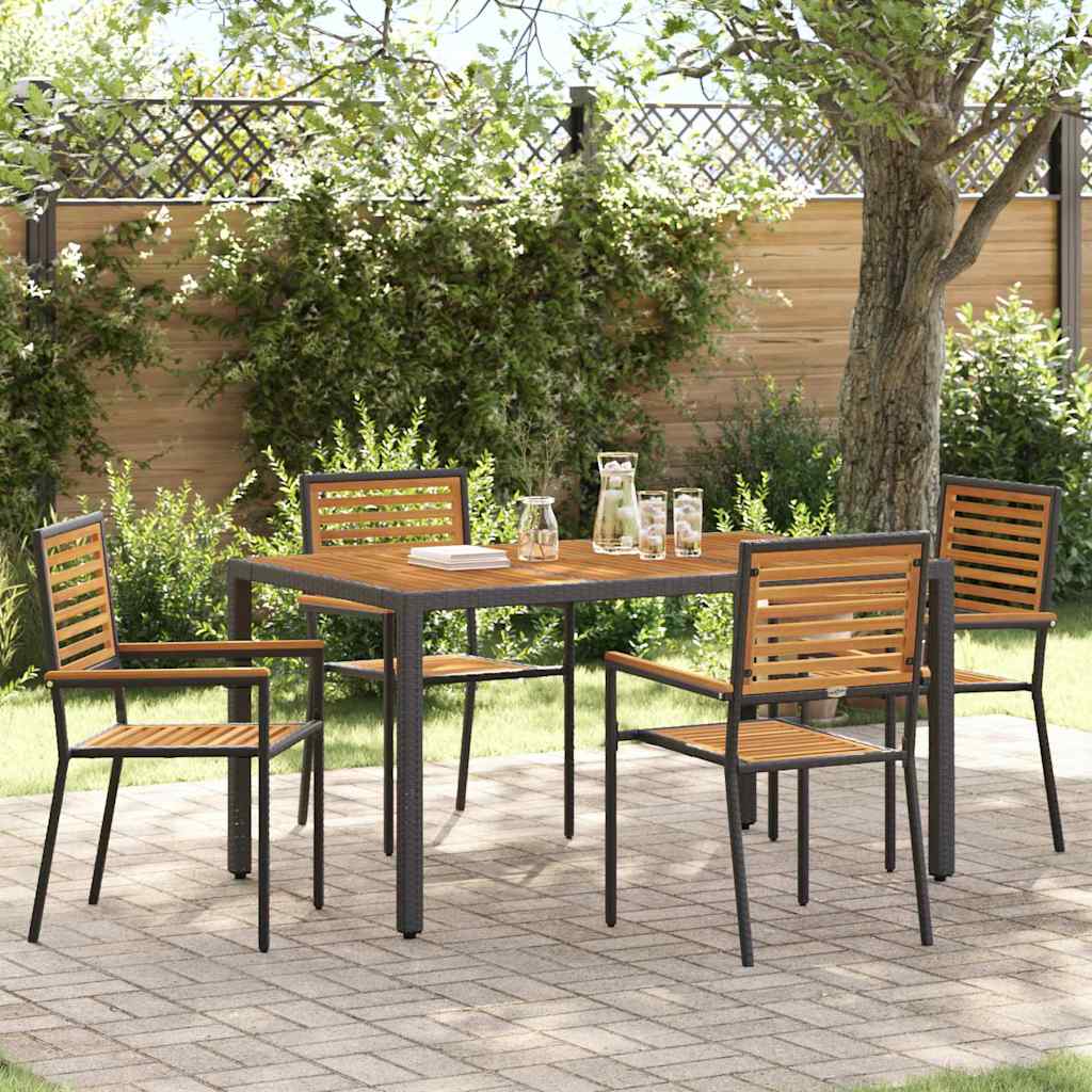Garten Essgruppe 3 pcs Schwarz und Braun Poly-Rattan