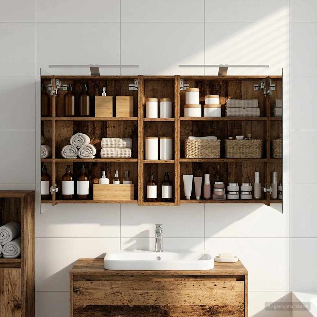 Badezimmerschrank-Set 3 pcs 80 x 10,5 x 50 cm Holzwerkstoff