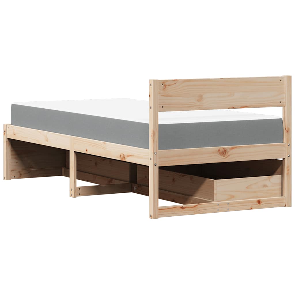Bett mit Schubladen und Matratze 200x200 cm Massivholz Kiefer
