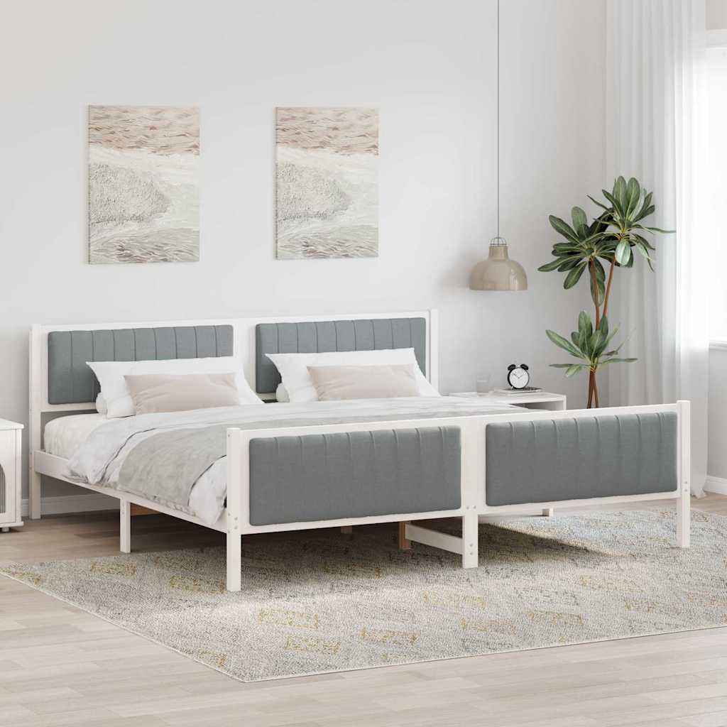 Bettgestell Braun und hellgrau 200 x 200 cm Massivholz Kiefer