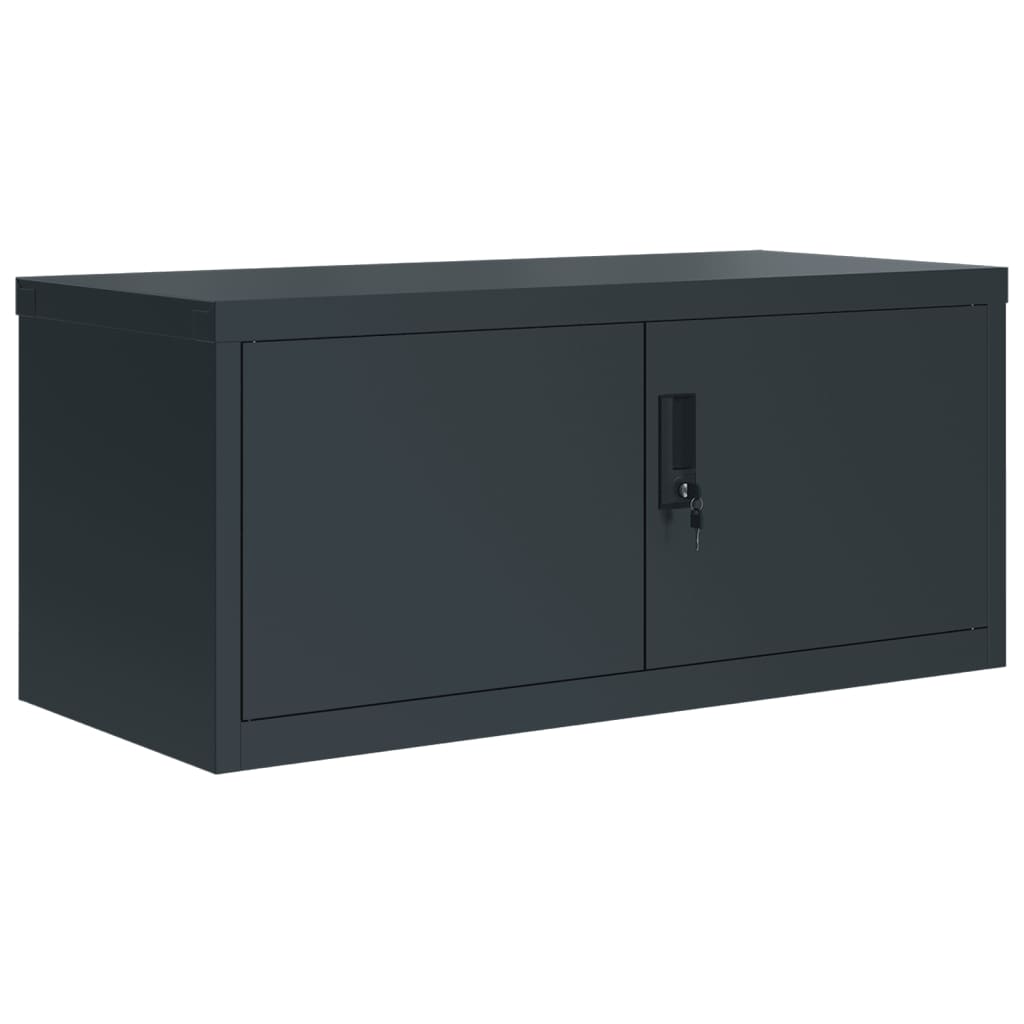 Aktenschrank mit 2 Türen Grau 90 cm Stahl