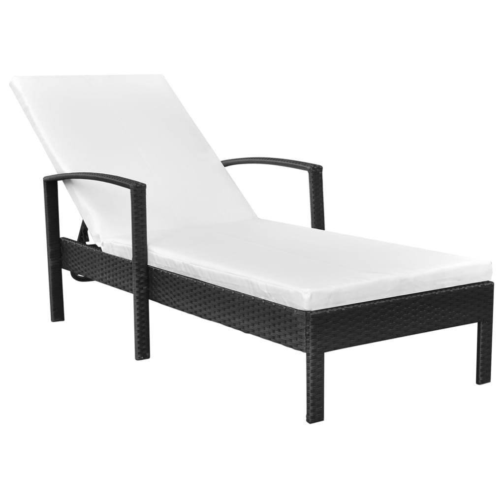 Sonnenliege mit Armlehnen Poly Rattan Grau