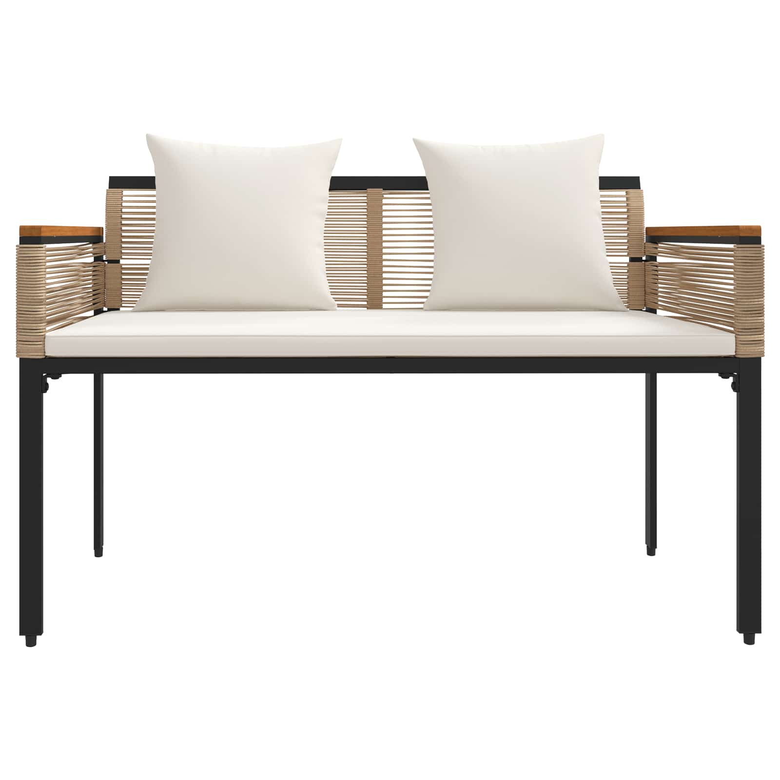 Bank Outdoor mit Kissen Schwarz 117 x 54 x 74,5 cm Poly-Rattan