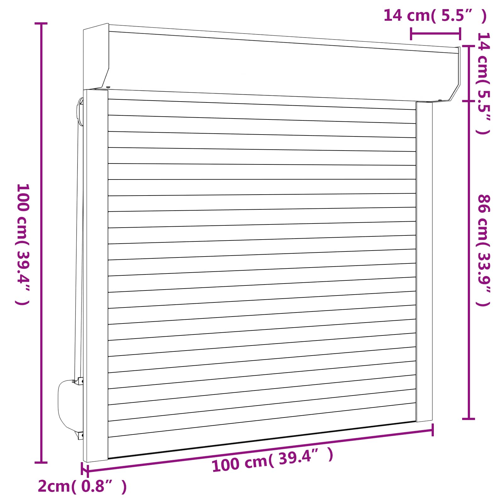 Rollladen Weiß 70 x 100 cm Aluminium und Polyurethan