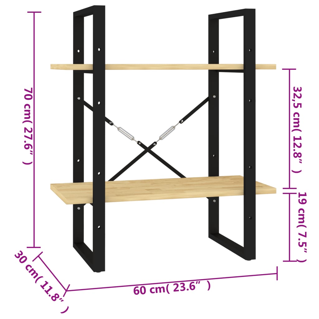 Bücherregal 2 Fächer Weiß 60x30x70 cm Holzwerkstoff