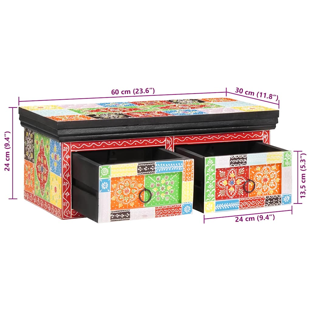 TV-Schränk Mehrfarbig 100 x 30 x 24 cm Massivholz Mango