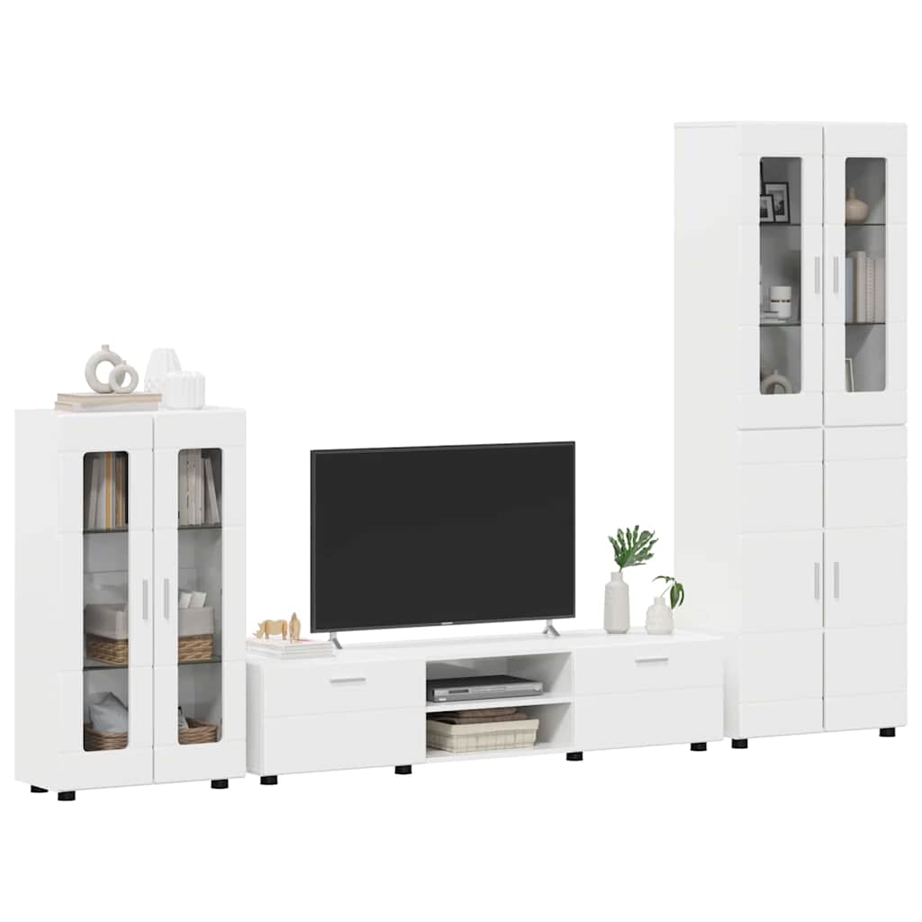 Highboard mit Regal FLORIN Weiß 60 x 35 x 182 cm Holzwerkstoff