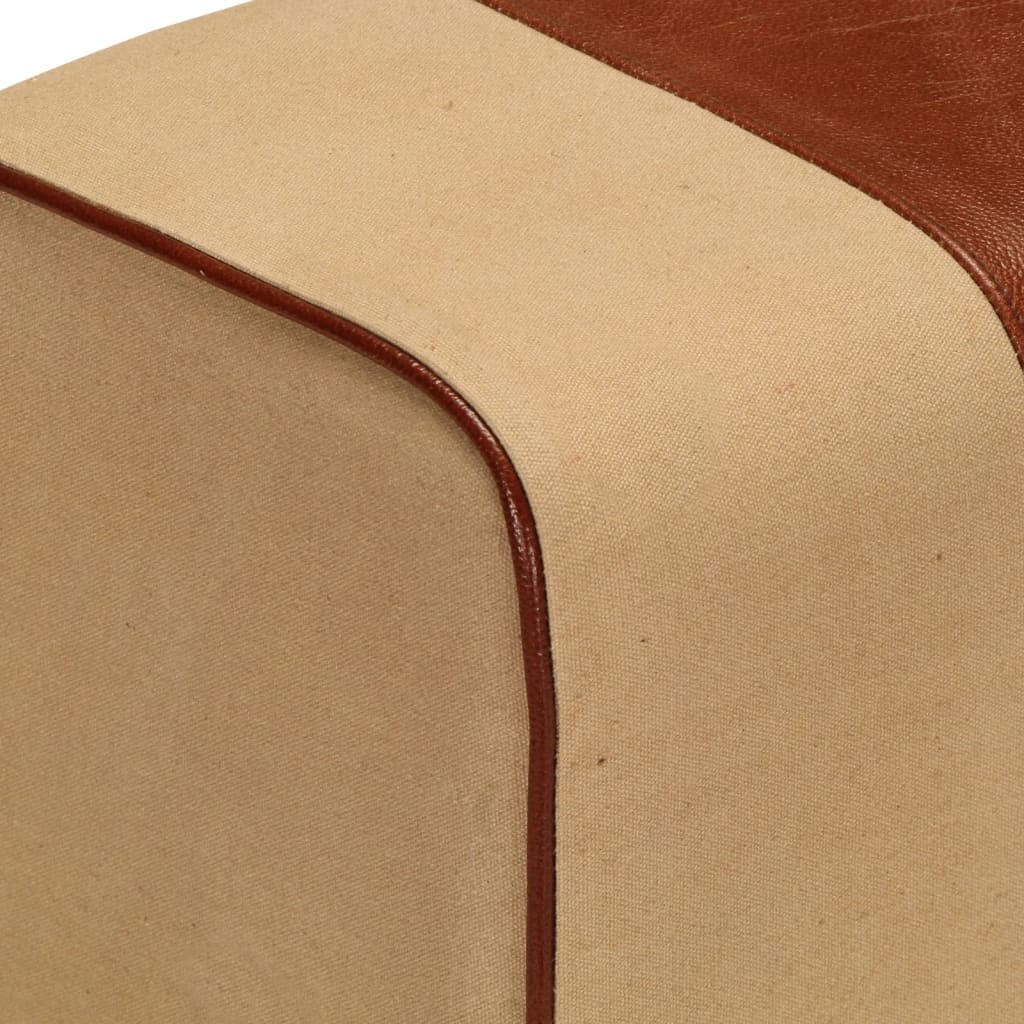 Bank Turnbock-Design 160cm Braun Echtleder Massivholz Akazie