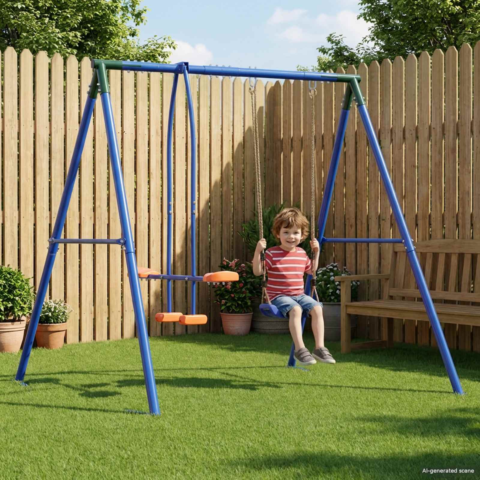 Outdoor Schaukelrahmen mit Gleiter für bis zu 3 Kinder