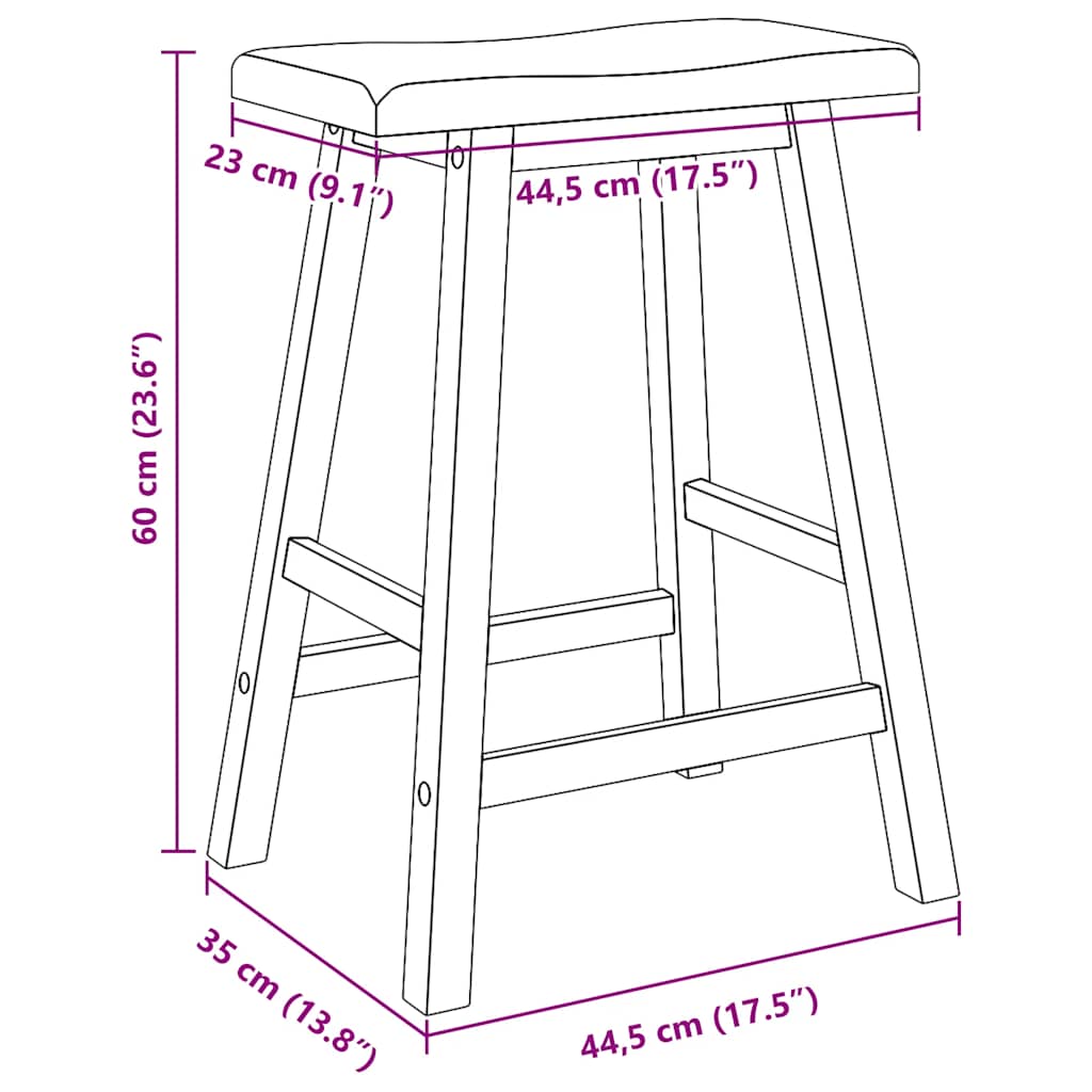 Barhocker 2 Stk. Massivholz