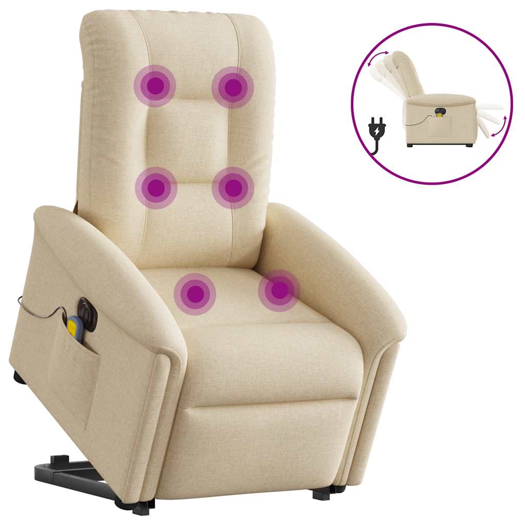 Massagesessel mit Aufstehhilfe Hellgrau Stoff