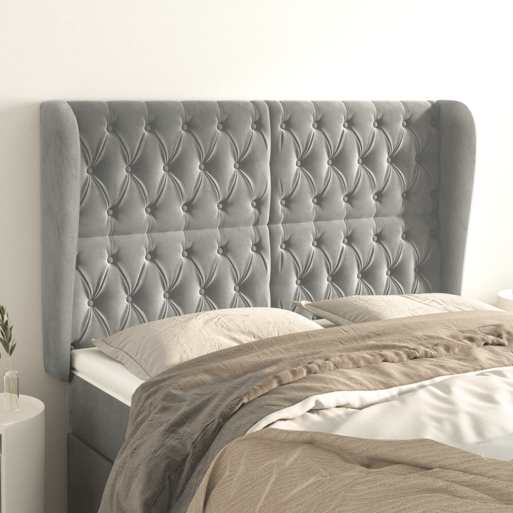 Kopfteil mit Ohren Dunkelblau 93x23x78/88 cm Samt