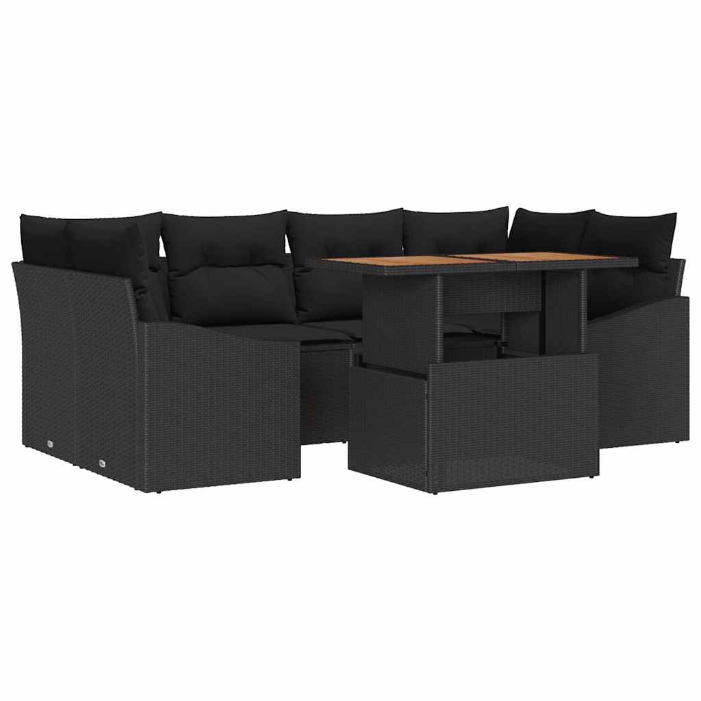 Garten Essgruppe mit Kissen 7 pcs Schwarz und Creme