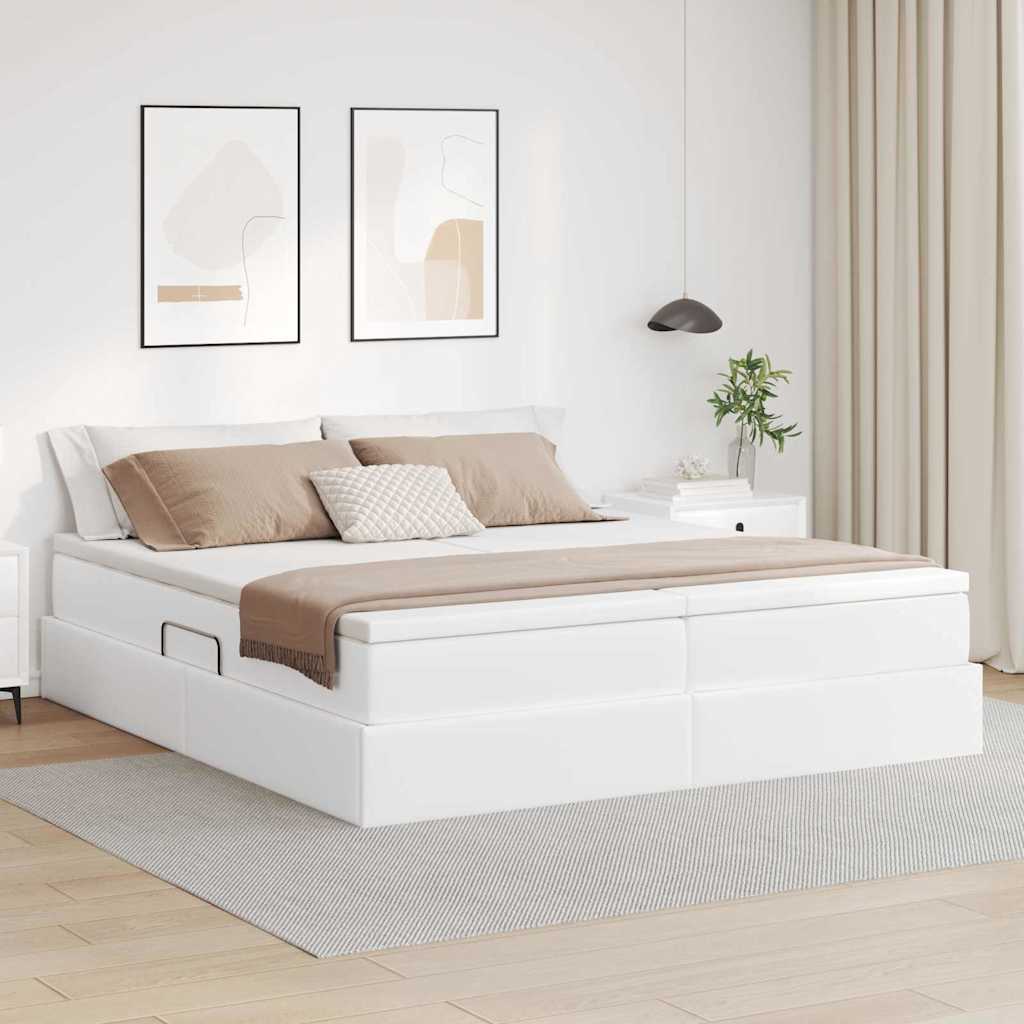 Aufbewahrungsbett mit Matratze Schwarz 180 x 200 cm Kunstleder