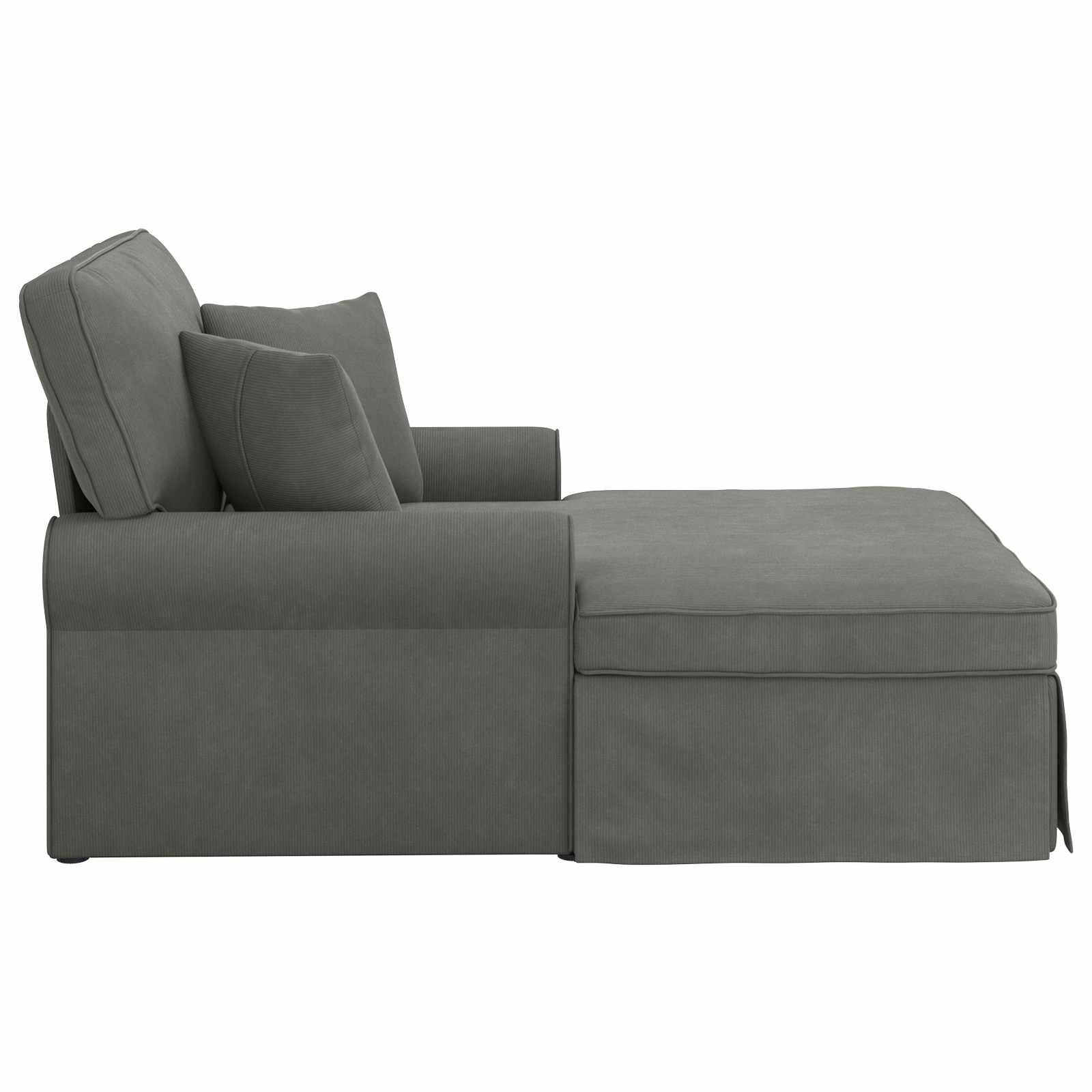 Chaise Lounge mit Rock mit Kissen 3 pcs Hellgrau Cordstoff
