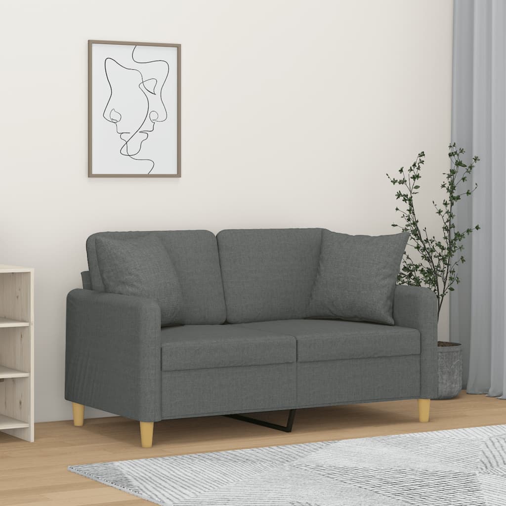 2-Sitzer-Sofa mit Zierkissen Braun 120 cm Stoff